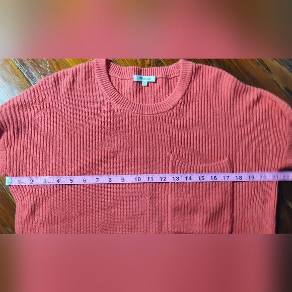 Madewell Thompson Sweater Ribbed Pullover Crew Neck Orange Small Oversized - Picture 8 of 10